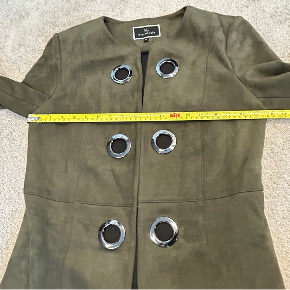 Melanie Lyne forest green faux suede grommet blazer dress coat Sz 10 NWOT - Picture 10 of 14